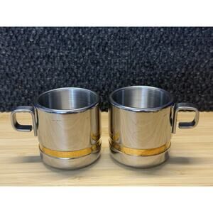 Zini Thermal Espresso Double Wall Coffee Cups 18/10 Stainless Steel. No Saucers.